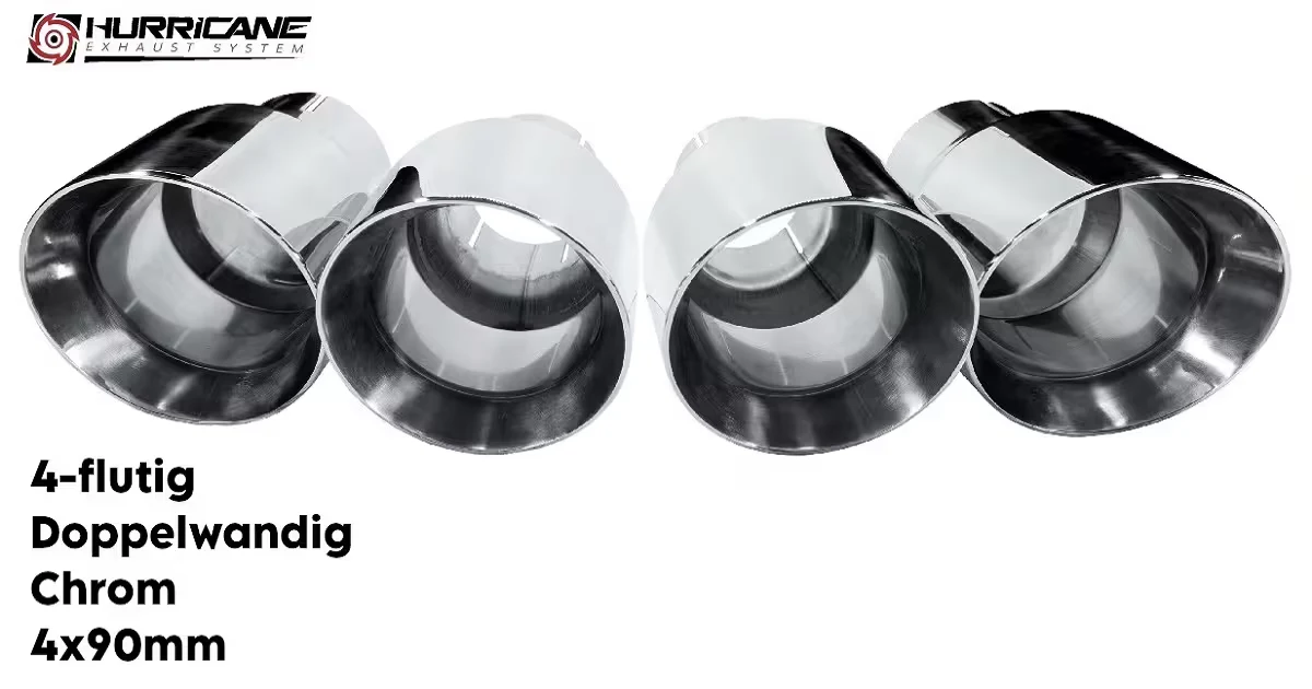 4-flutig Doppelwandig Chrom (4x90mm)