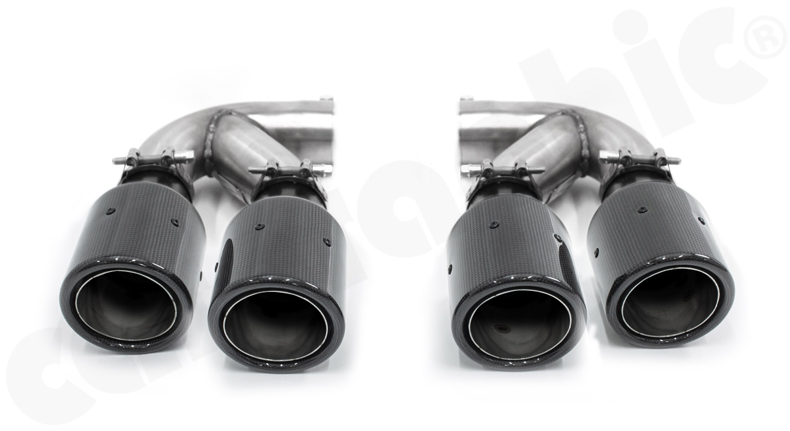 Cargraphic Endrohre Porsche 955 Cayenne 2x100mm Edelstahlliner Sicht-Carbon Glanz Finish