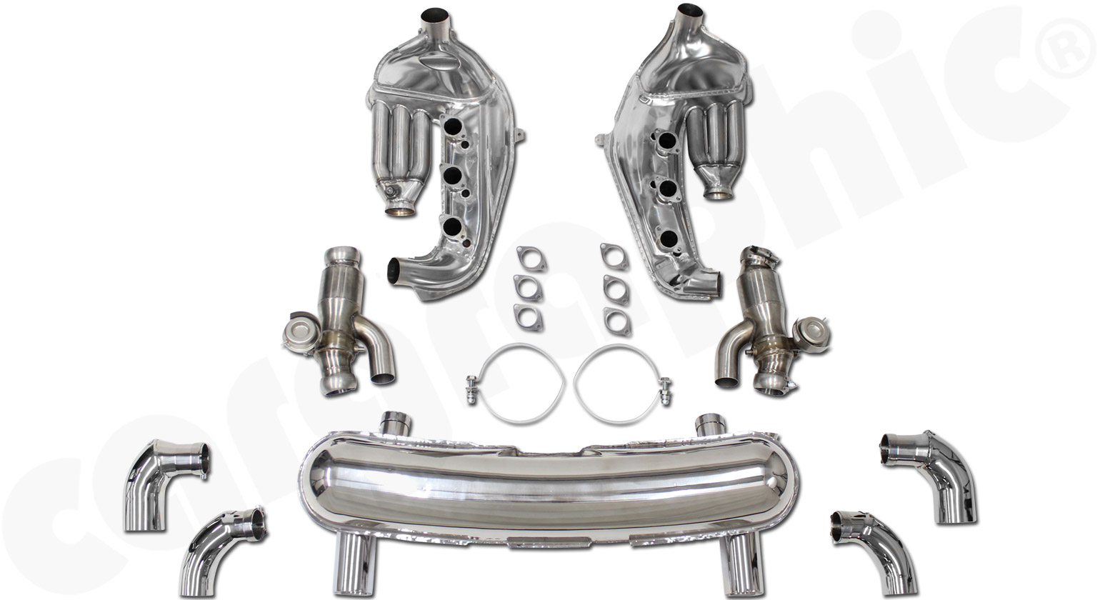 Cargraphic Abgasanlage Porsche 911 G-Modell 2-flutig mit Katalysator und Klappen