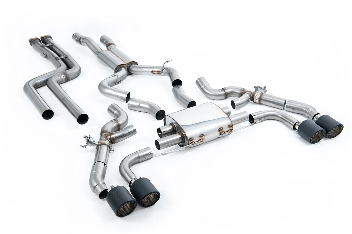 Milltek Klappen Auspuffanlage passend für BMW X3M & Competition G01 3.0 Vor-LCI Modelle - ungedämpft - carbon Endrohre