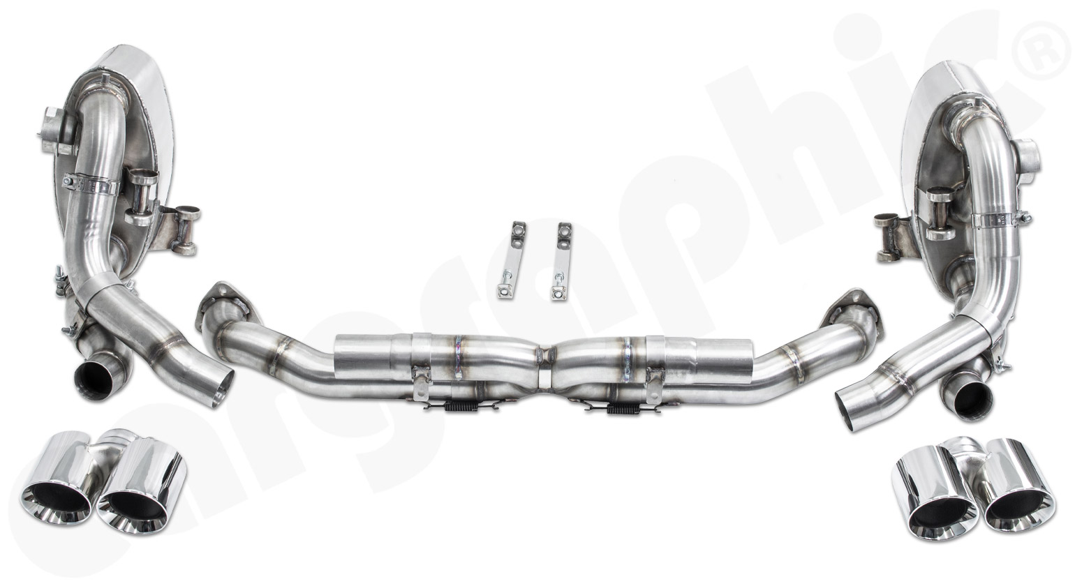 Cargraphic Abgasanlage ab Katalysator Porsche 997.2 Carrera 2x89mm mit Abgasklappen