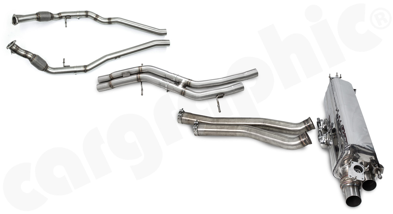 CARGRAPHIC Sport Abgasanlage ab Kat für Porsche Cayenne 3 (Typ 536) 4,0L V8 GTS Turbo