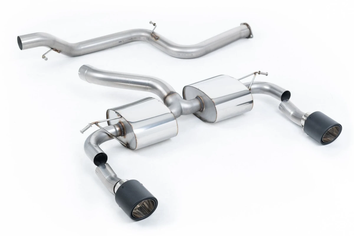 Milltek Sport Auspuffanlage passend für Ford Focus Mk2 RS 2.5T ungedämpft (non-resonated) - carbon Endrohre