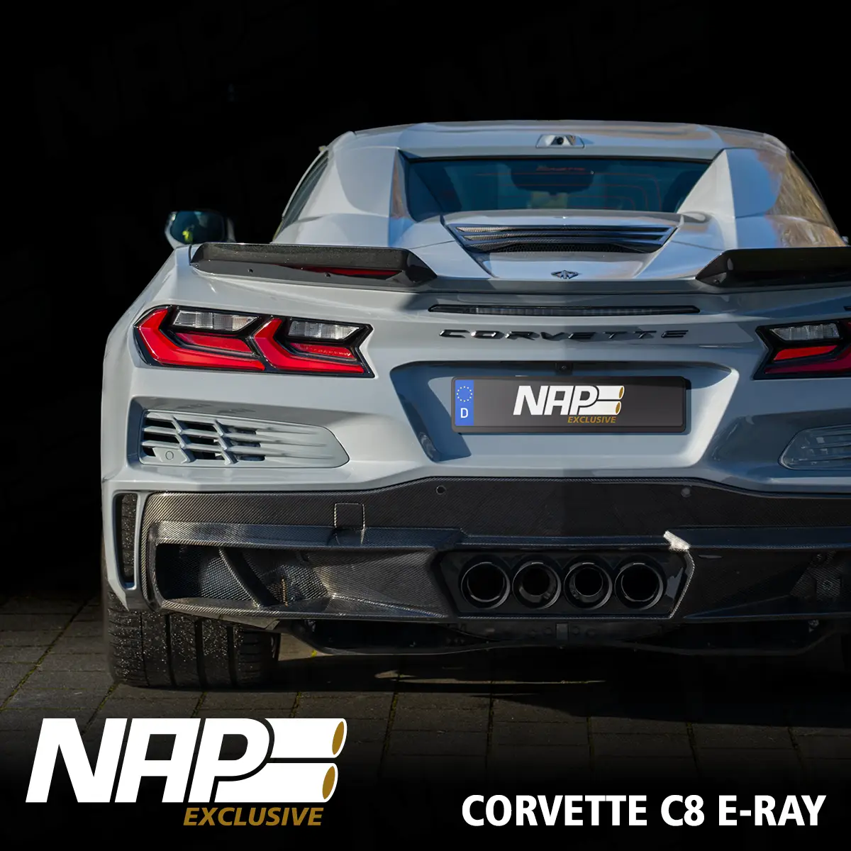 NAP Center-Exit Quad-Klappenauspuff passend für Corvette C8 E-Ray inkl. Diffusor