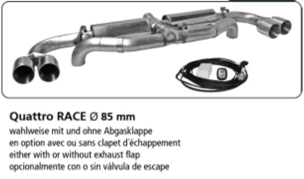 Bastuck Klappen Sportauspuff für Alfa Romeo 4C Race Look 2x85mm Doppelendrohr inkl. ECE