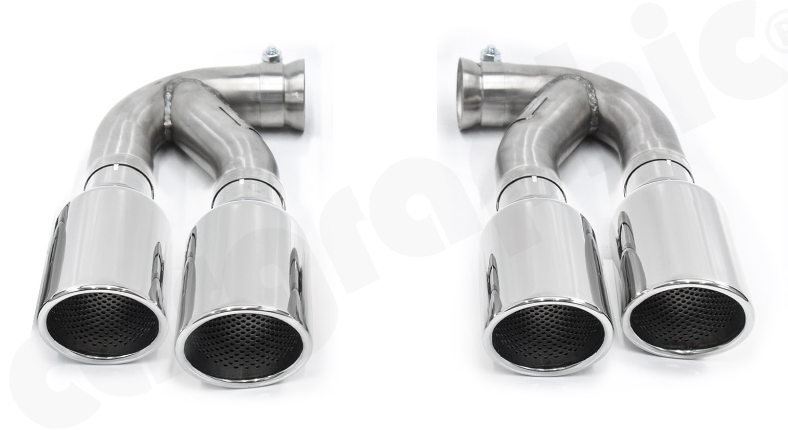 Cargraphic Doppelendrohrsatz Porsche 958.1 Cayenne Benzin 4x100mm rund Hochglanzpoliert