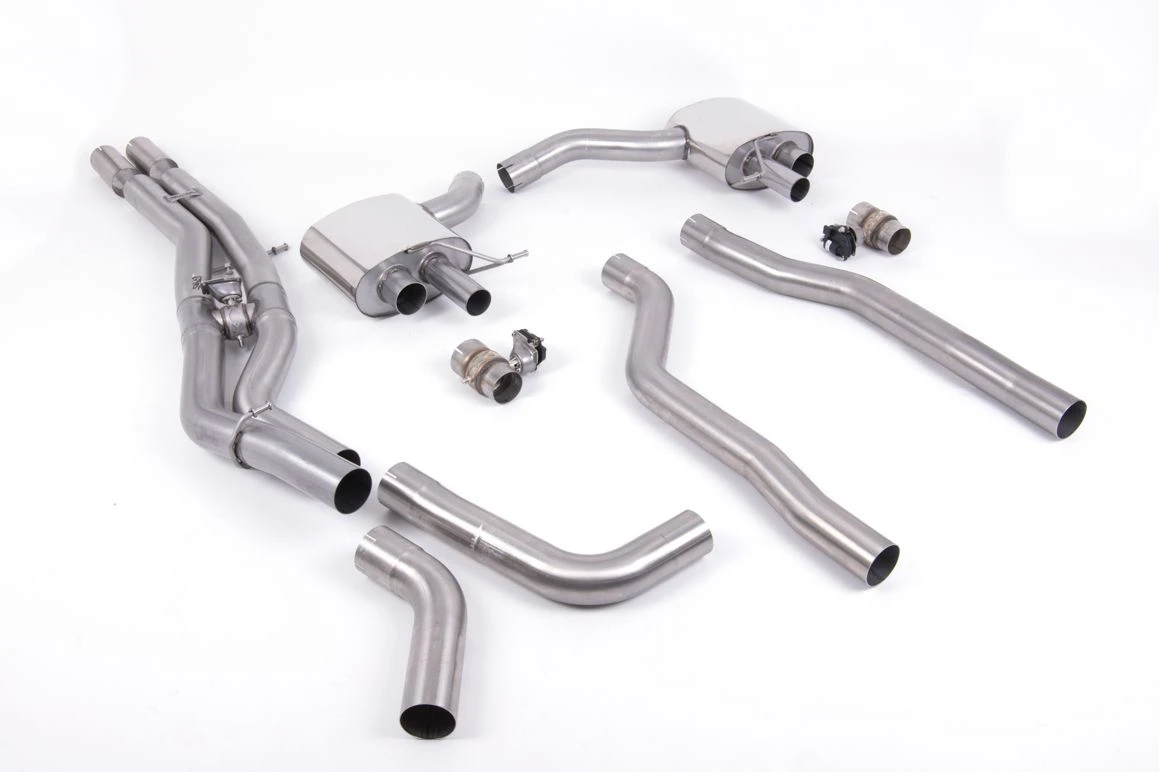 Milltek Klappen Sportauspuff passend für Audi RS6 & RS7 4.0 V8 bi-turbo für Turbo-Back-Anlage - polierte Endrohre