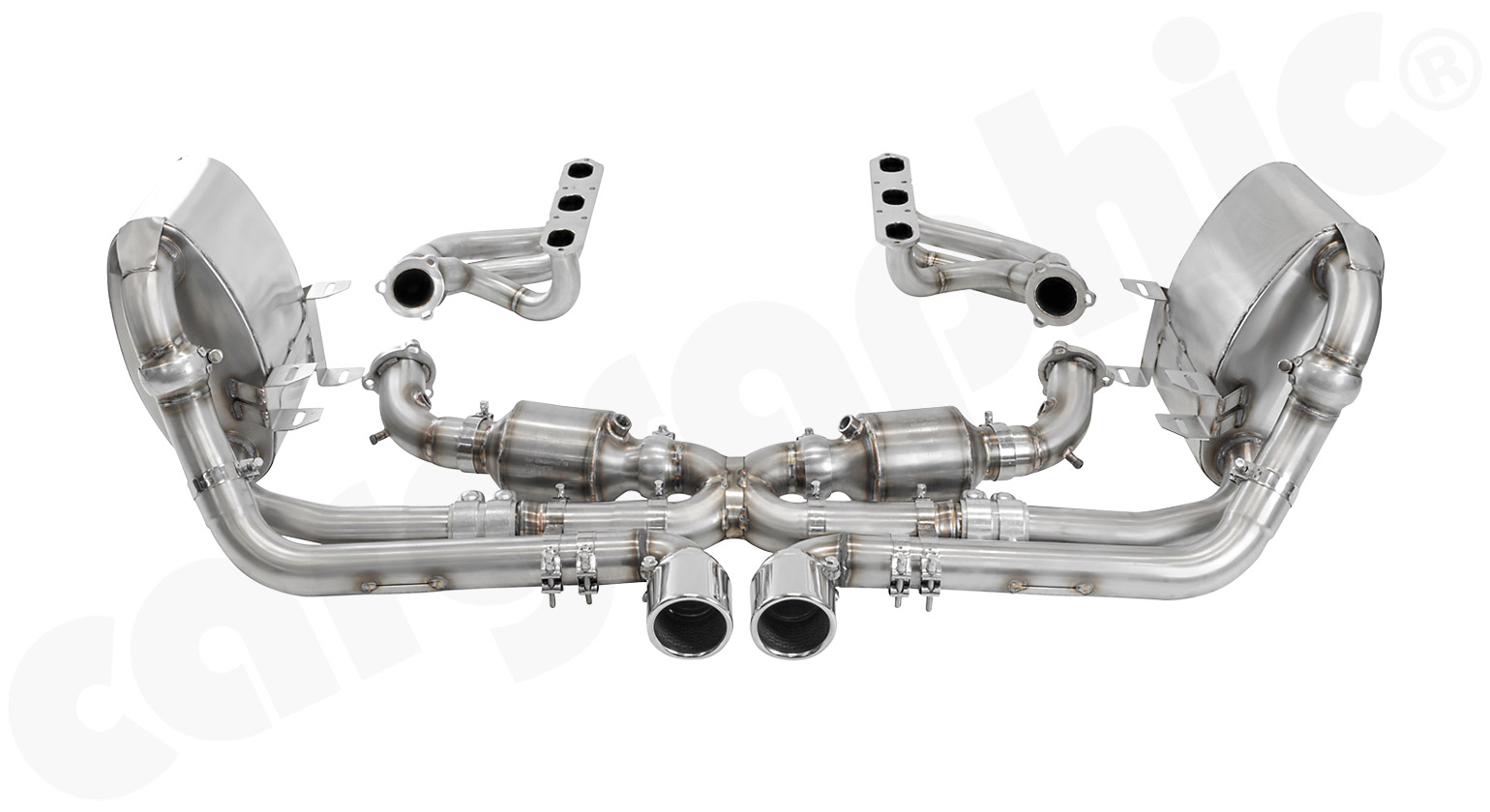 Cargraphic Abgasanlage Porsche 997.1 Carrera Kat ohne Klappen GT-Look Super Sound