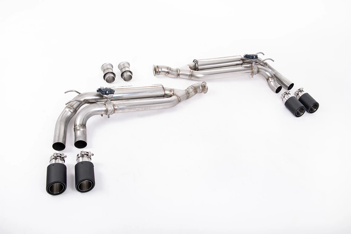 Milltek Sport Auspuffanlage passend für Mercedes G-Klasse G63 W463 4.0 Bi-Turbo V8 ohne OPF - mit Klappen - carbon Endrohre