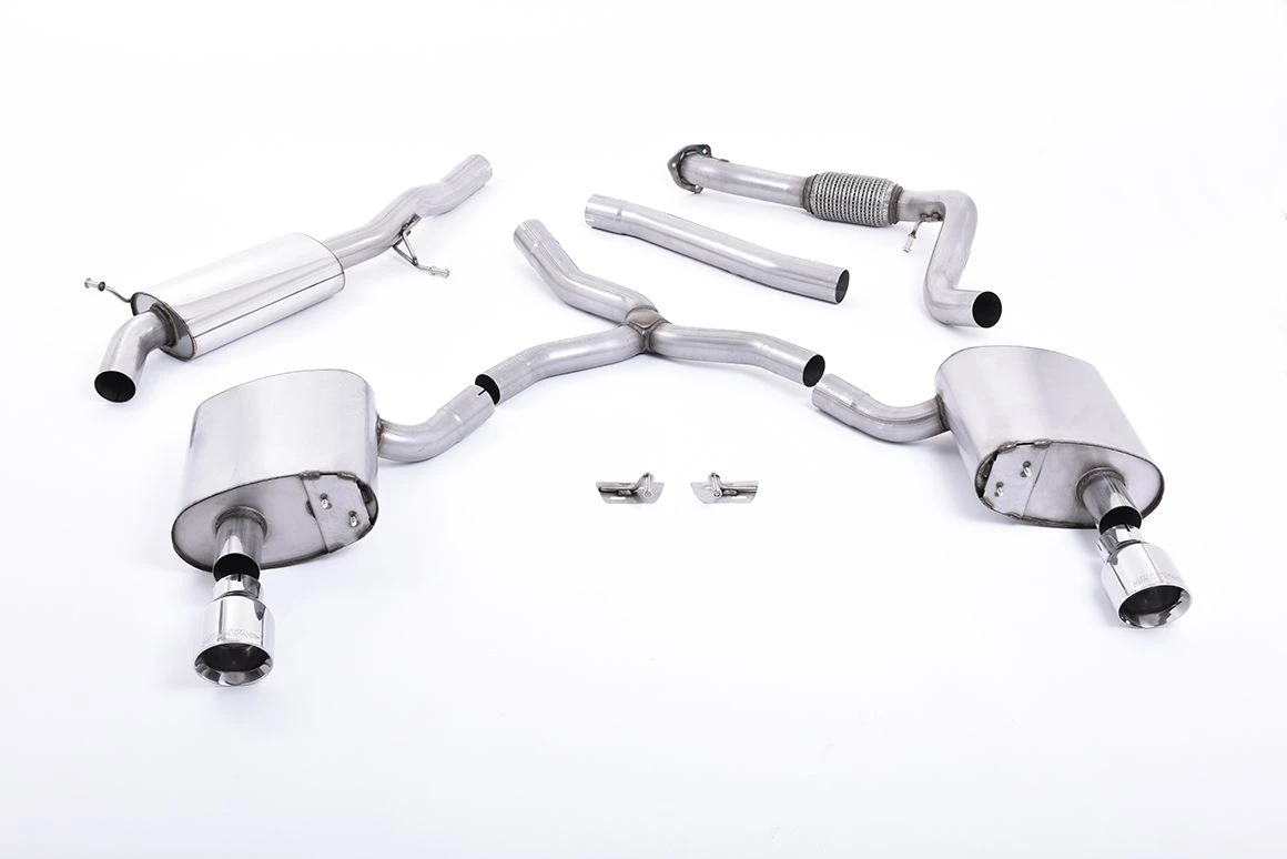 Milltek Sport Auspuffanlage Road+ passend für Audi A4 2.0 B9 quattro Saloon & Avant teilgedämpft - polierte Endrohre