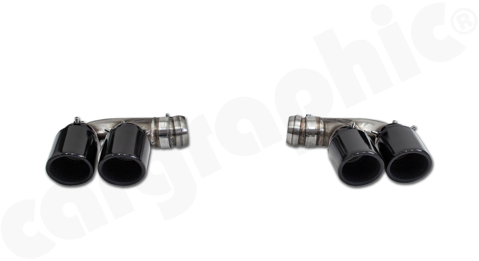 Cargraphic Endrohre Porsche 991.2 Carrera 4x89mm Carrera S Look Glanz-Schwarz emailliert