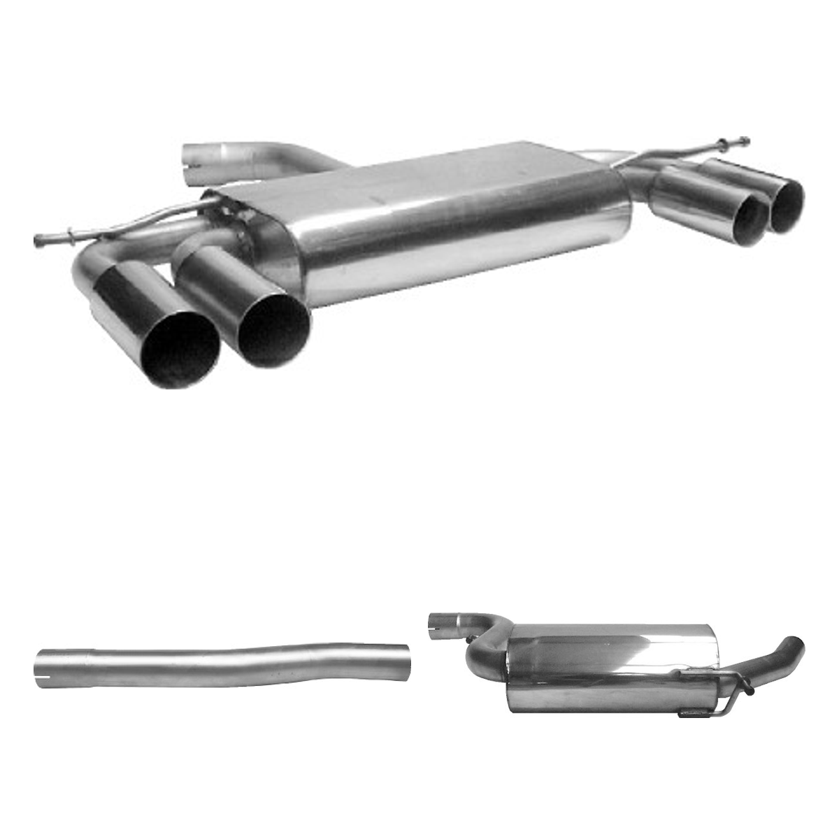 Bastuck Komplettanlage Quattro – Audi A3 8P / S3 8P A3 8P 3 Türer 4 Zyl. Turbo Frontantrieb