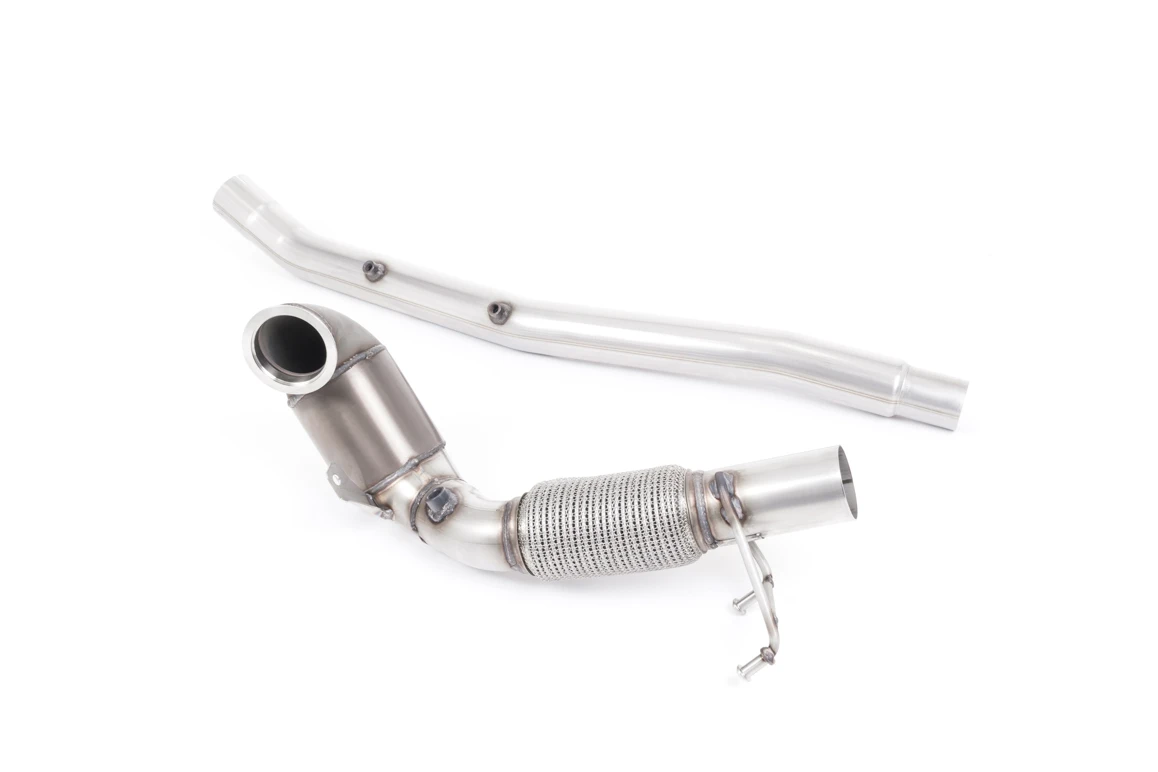 Milltek Sport Downpipe passend für Audi S3 2.0 TFSI quattro Saloon & Cabrio 8V.2 & Seat Ateca Cupra 300 4Drive & Seat Leon ST 300 4x4 & VW Arteon 2.0 & VW Golf 7.5 R 2.0 & VW T-Roc R 2.0 76,2mm
