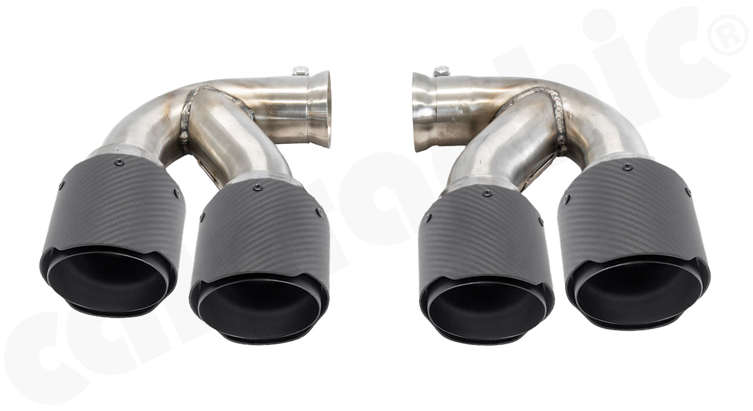 Cargraphic Endrohrsatz Porsche 958.1 Cayenne Benzin Edelstahlliner Sicht-Carbon Matt