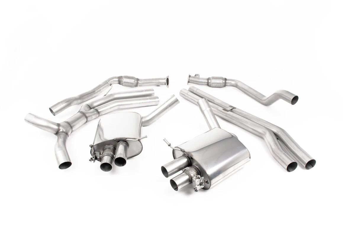 Milltek Klappen Auspuffanlage passend für Audi RS4 B9 2.9 V6 Turbo Avant mit OPF - mit Stellmotoren - polierte Endrohre