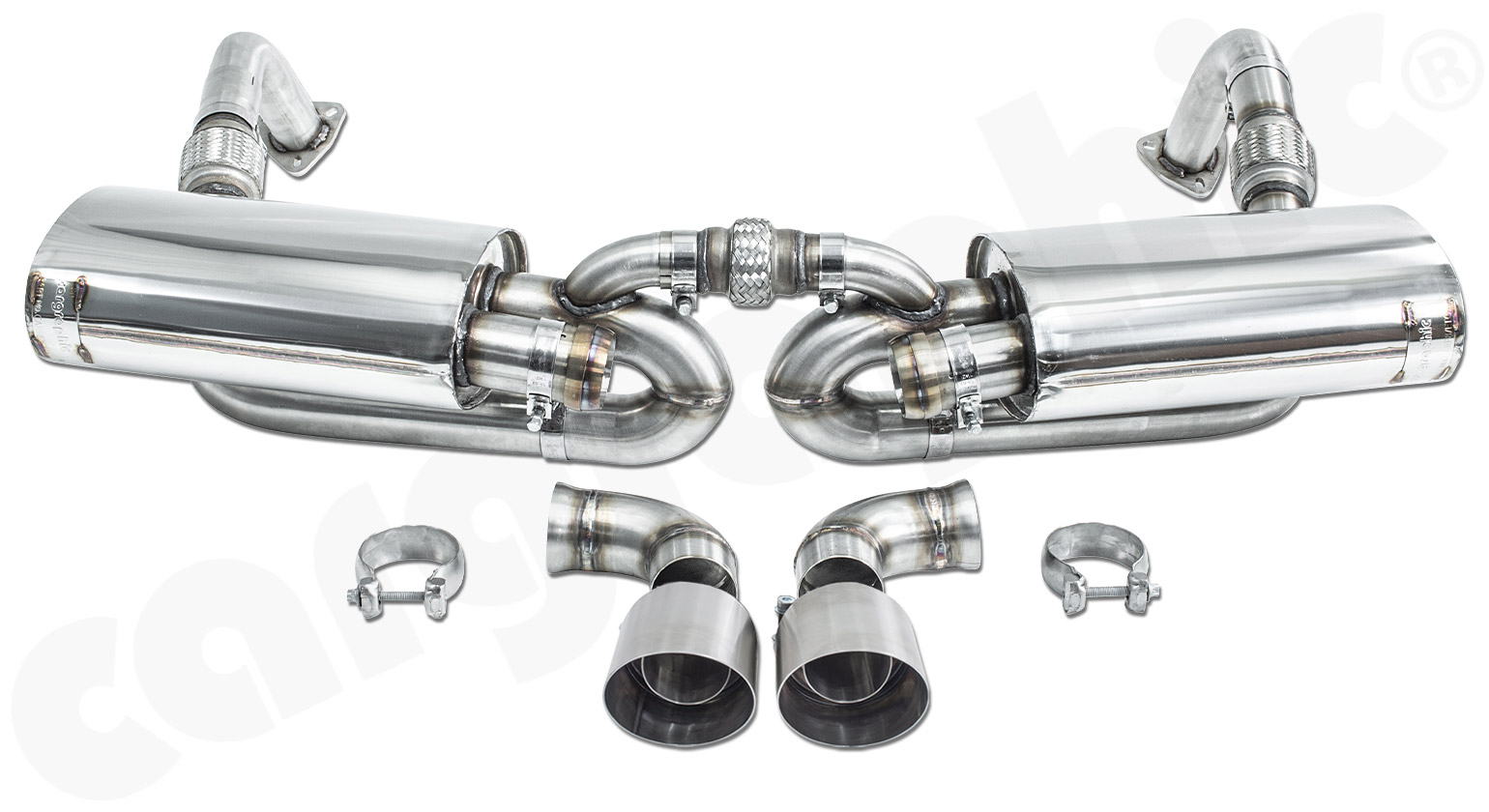 Cargraphic Endschalldämpfersatz Porsche 987.2 Boxster/Cayman 2x89mm offen Super Sound