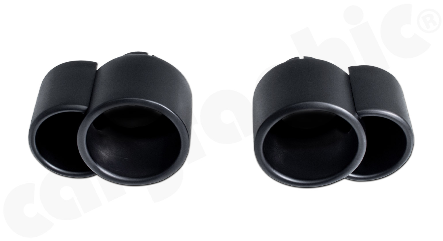 Cargraphic Doppel-Endrohrsatz Porsche 996 Turbo/GT2 2x100/85mm Matt-Schwarz Thermopaint