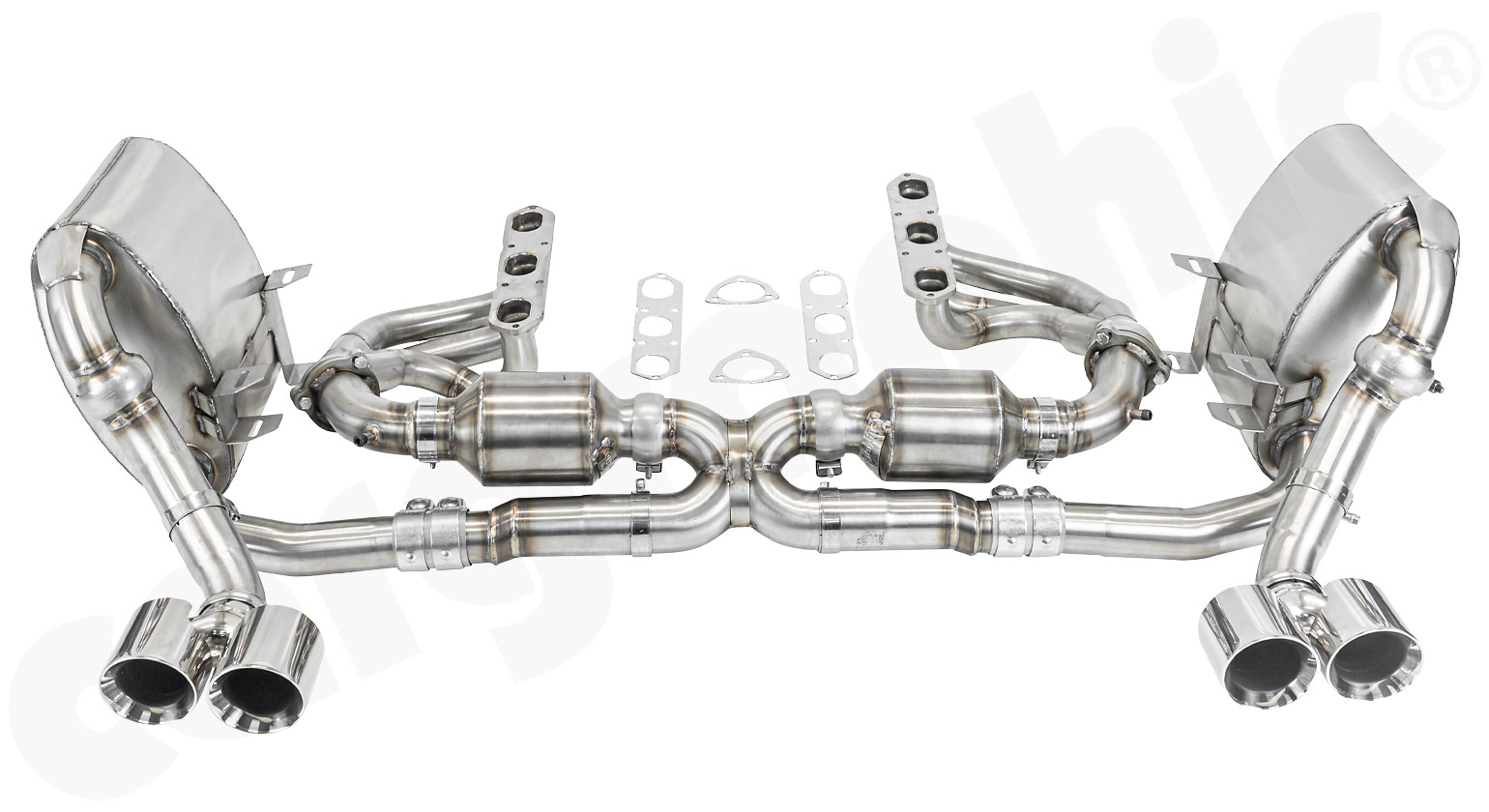Cargraphic Abgasanlage Porsche 997.1 Carrera Kat ohne Klappen 2x89mm Super Sound