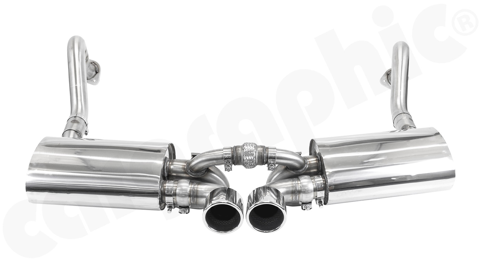 Cargraphic Endschalldämpfer Porsche 981 2x100mm ohne Abgasklappen Super Sound