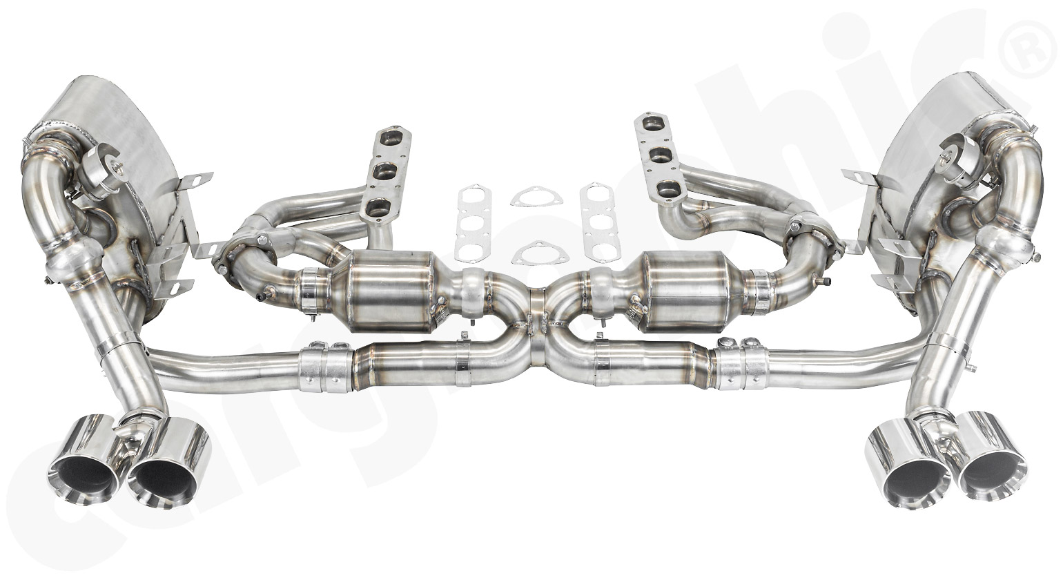 Cargraphic Abgasanlage Porsche 997.1 Carrera Kat Klappen 2x89mm Sound/Super Sound