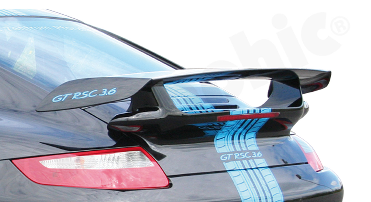 Cargraphic Heckspoiler Porsche 997.1 GT2 / GT2 RS Sichtcarbon-Gurney GFK