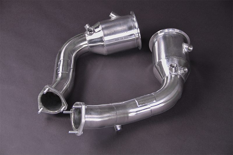 Capristo Downpipes mit 250 Zellen Sportkatalysatoren für Audi S8 D5 – Motorsport