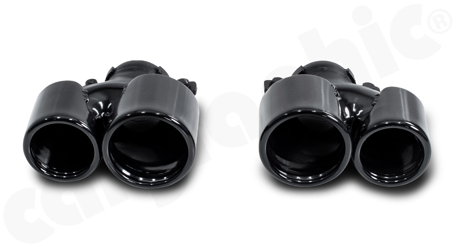 Cargraphic Endrohrsatz Porsche 996 Turbo 3,6l 2x89/76mm Glanz-Schwarz Emailliert