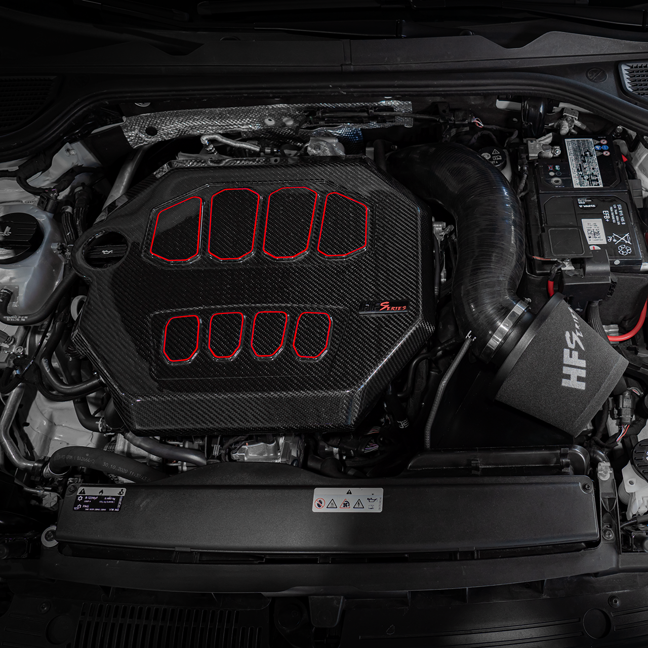Designkit Aufkleber Carbon Motorabdeckung EA888 Gen.4 (z.B. Golf 8 GTI/CS/R, S3 8Y, Formentor) - Blau