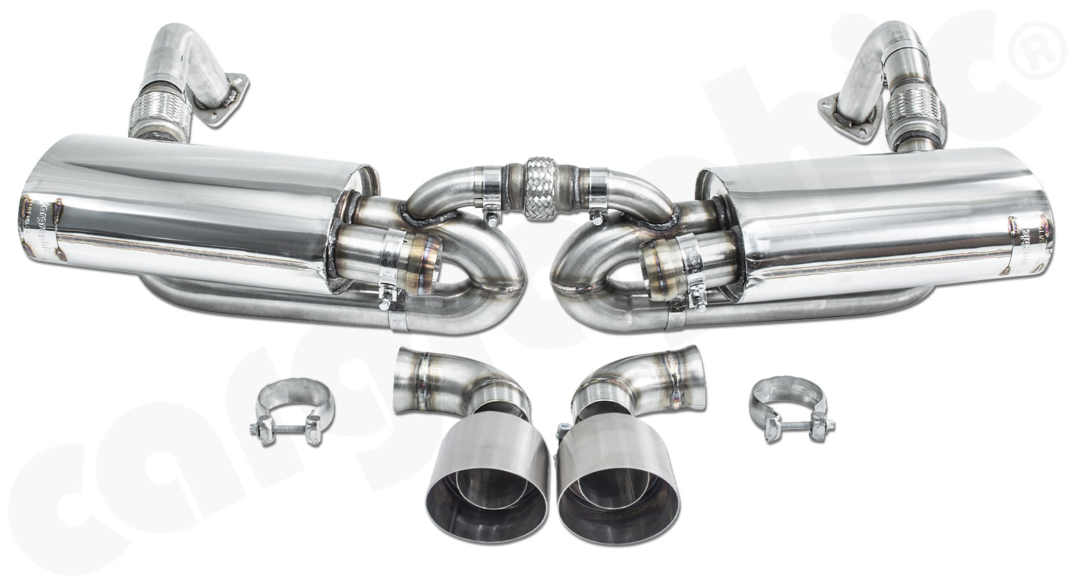 Cargraphic Endschalldämpfer Porsche 987.2 Boxster Cayman 2x100mm offen Super Sound