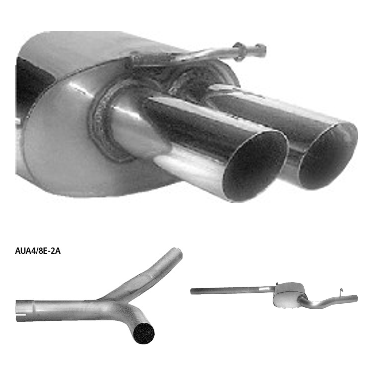 Bastuck Komplettanlage Quattro – Audi A4 / S4 B6/B7 A4 B6/B7 (Bj. 2000-2008) 4 Zyl. 2WD incl. Turbo Limousine, Avant (8E) / Cabrio (8H) ESD LH + RH