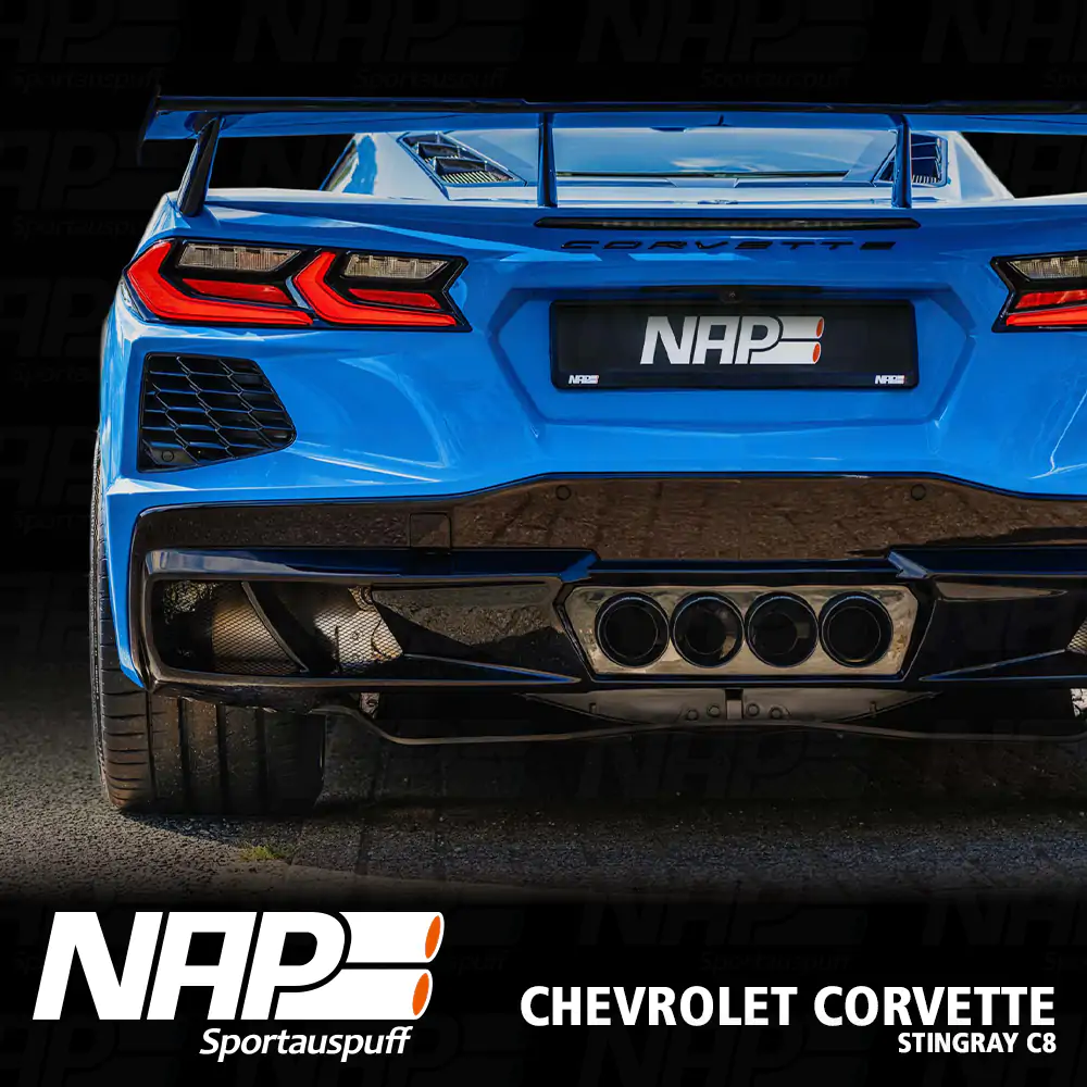 NAP Center-Exit Quad-Klappenauspuff passend für Corvette C8 Stingray (EU) inkl. Diffusor
