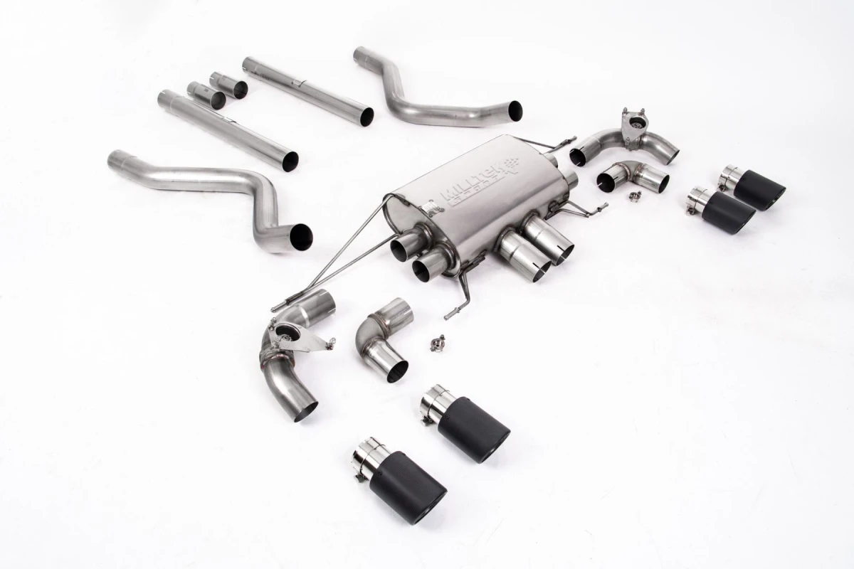 Milltek Klappen Auspuffanlage passend für Land / Range Rover Defender 90 5.0 V8 ab OPF - ungedämpft - carbon Endrohre