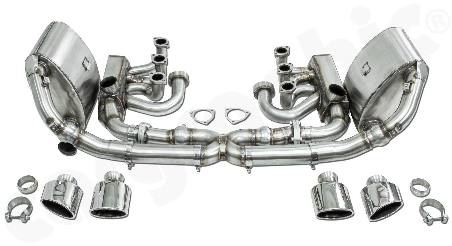 Cargraphic Abgasanlage Porsche 993 ID42 beheizt Kat-ER oval Super Sound Export