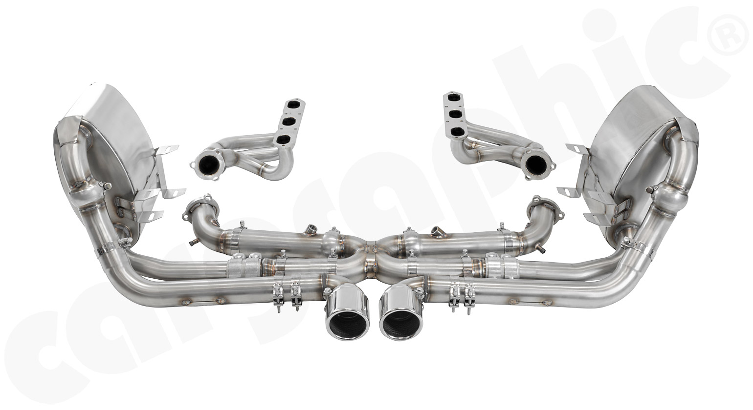CARGRAPHIC Sport Abgasanlage GT3 Look ohne Kats ohne Klappen für Porsche 997.1 3,6l 3,8L Carrera 2/4 S