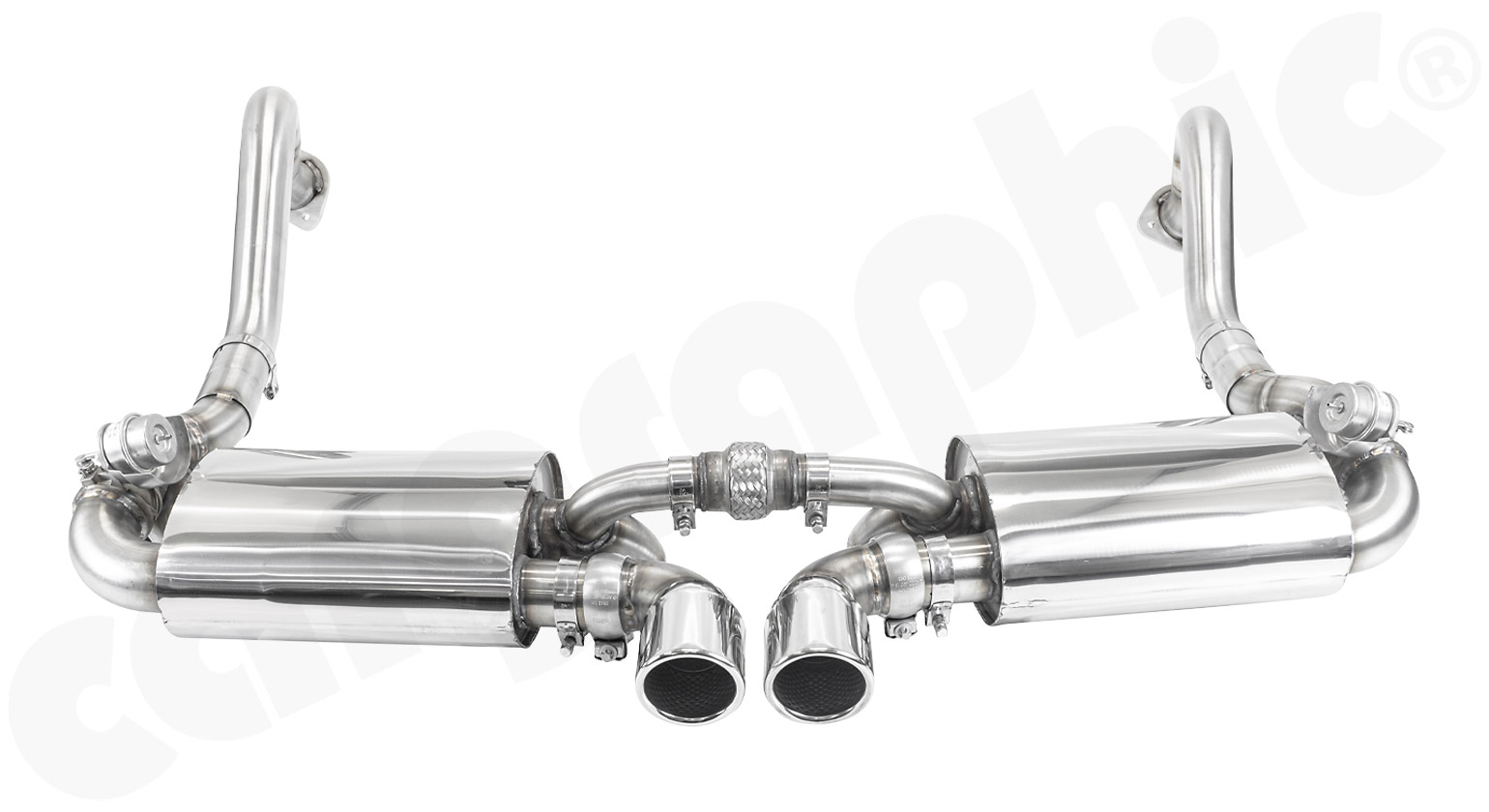 Cargraphic Endschalldämpfer Porsche 981 Boxster 2x89mm Abgasklappen Sound/Super Sound