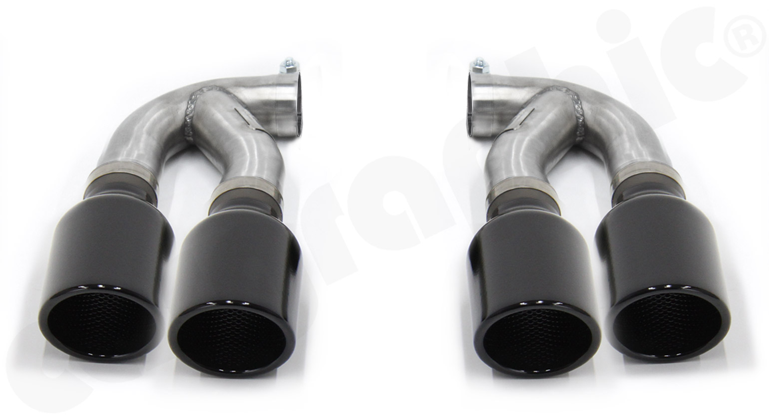 Cargraphic Endrohrsatz Porsche 955 Cayenne 2x100mm Glanz Schwarz emailliert