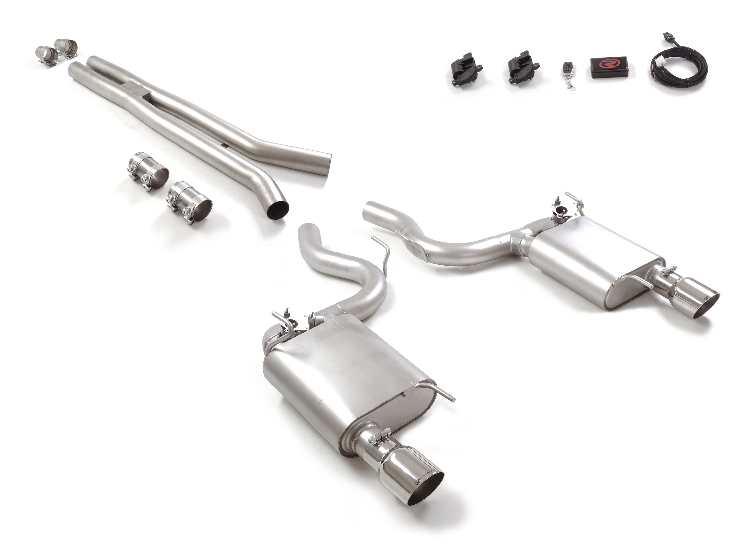 Sportauspuff Ford Mustang VI 5.0 V8 GT 2x102mm Klappe ECE | Ragazzon