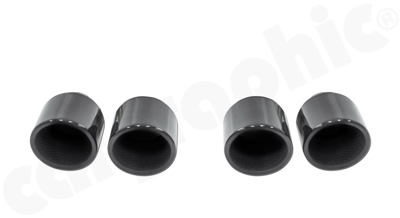 Cargraphic Doppelendrohrsatz Porsche 95B Macan 2x100mm eingerollt Glanz-Schwarz