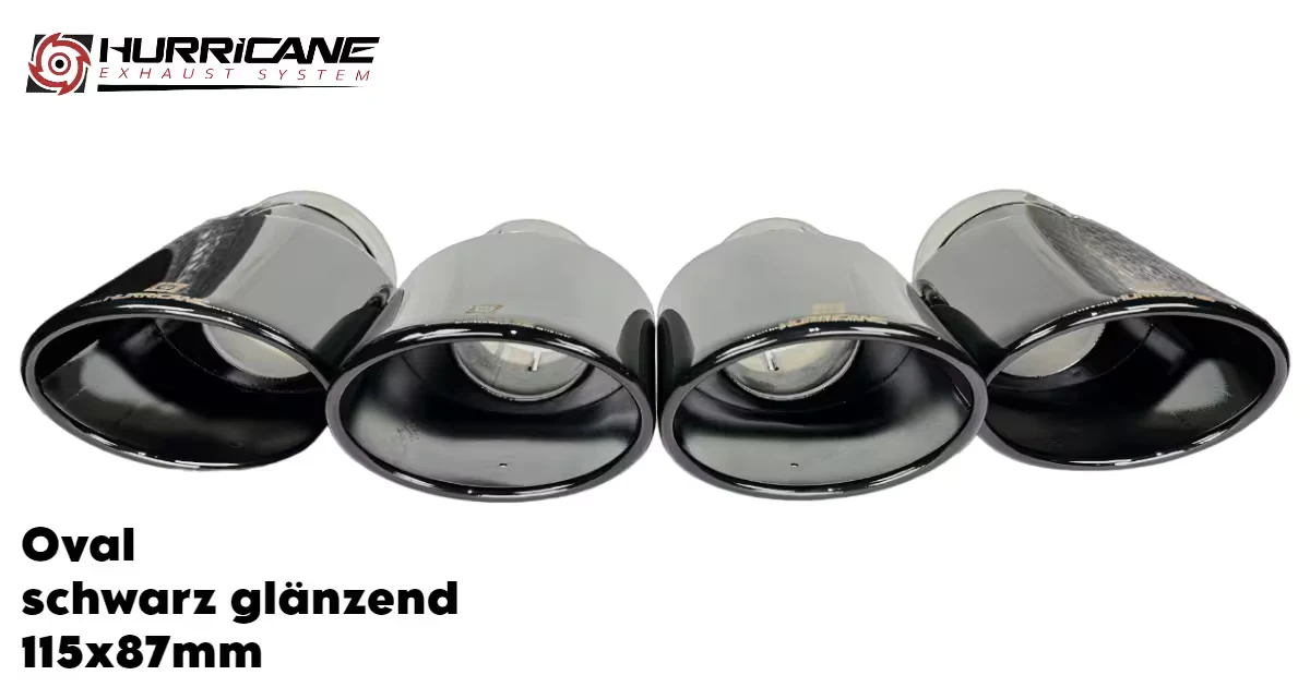 4-flutige Oval Schwarz Glänzend (115x87mm)