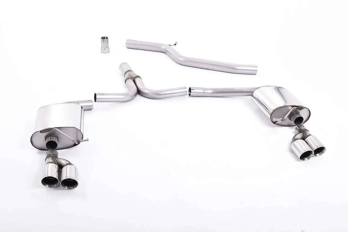 Milltek Sport Auspuffanlage passend für Audi A4 2.0 B8 Saloon and Avant & A5 Coupe Vierfach-Endrohre poliert