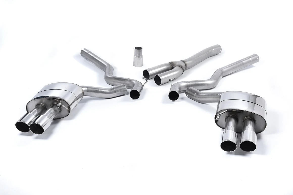 Milltek Sport Auspuffanlage passend für Ford Mustang 2.3 EcoBoost S550 Fastback Vierfachauslass für Roush-Performance-Heckdiffusor - gedämpft - polierte Endrohre
