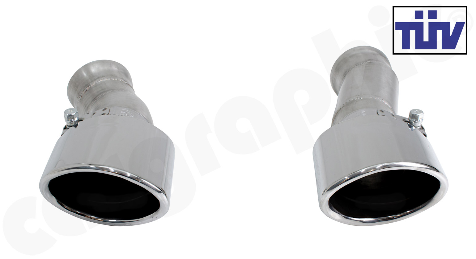 Cargraphic Endrohrsatz Porsche 965 Turbo 2x122x85mm oval schräg eingerollt