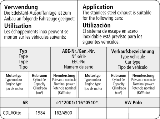 Bastuck Verwendung – Volkswagen Polo 6R WRC