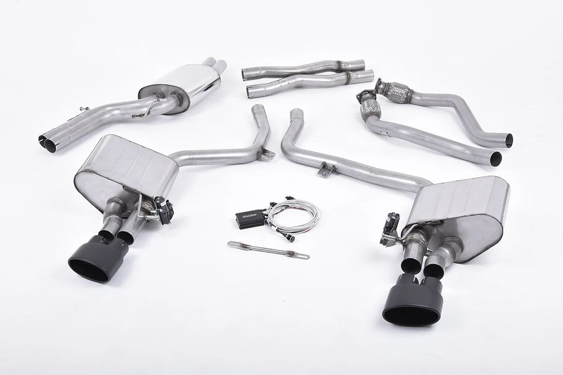 Milltek Klappen Sportauspuff passend für Audi S4 & S5 3.0 B8 - ovale schwarze Endrohre