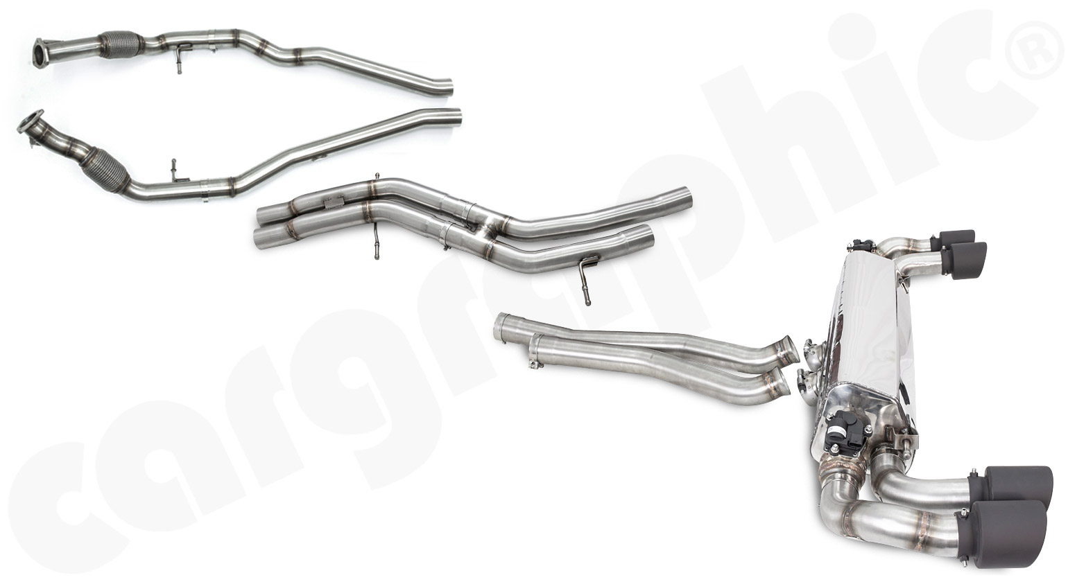 CARGRAPHIC Sport Abgasanlage ab Kat für Porsche Cayenne 3 (Typ 536) 4,0L V8 GTS Turbo