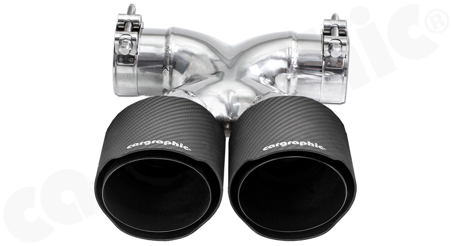 Cargraphic Endrohre Porsche 987 Boxster/Cayman 2x100mm Sicht-Carbon Schwarz-Matt mit Logo