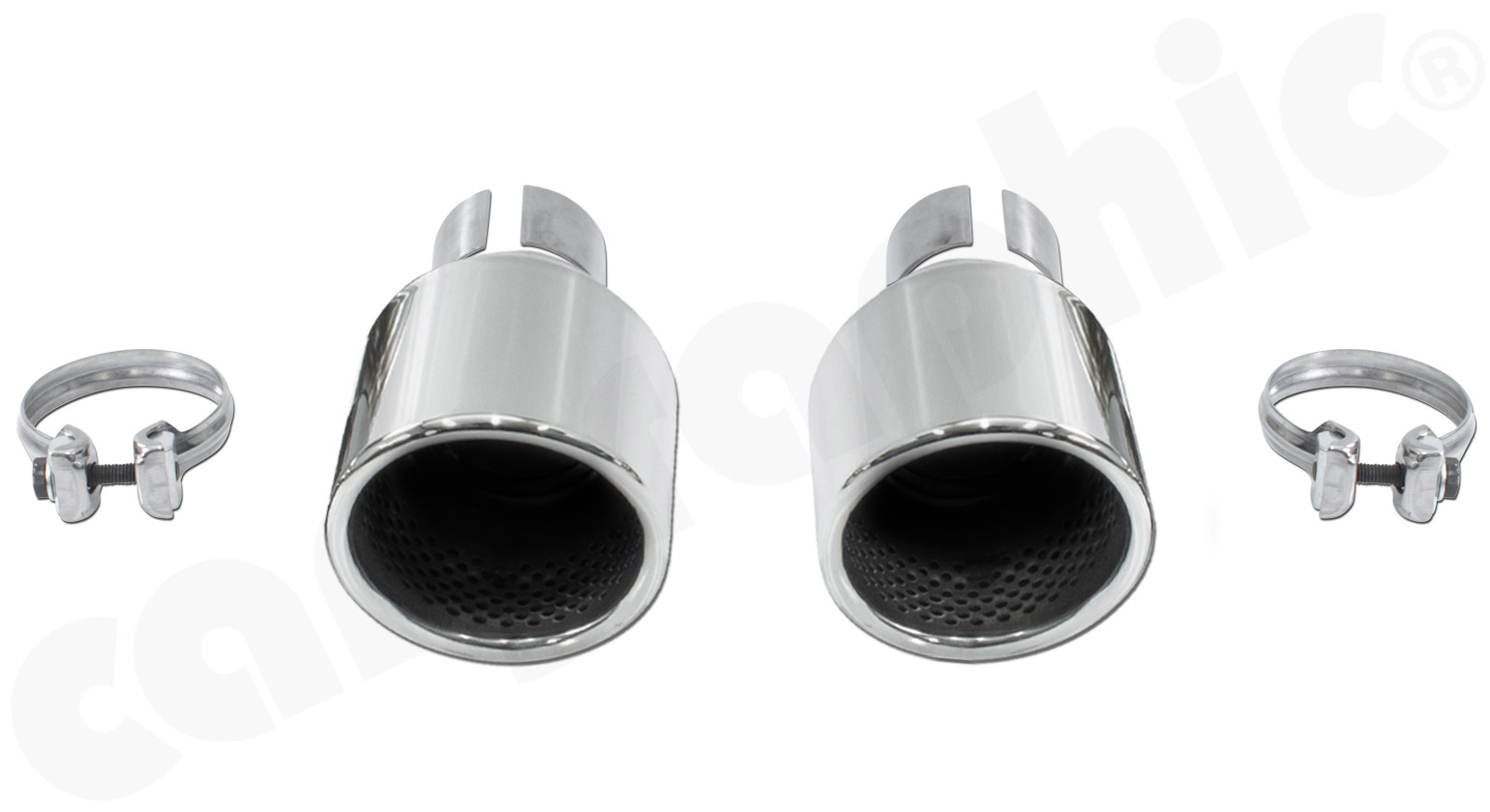 Cargraphic Endrohre Porsche 718 Boxster/Cayman 2x100mm eingerollt Hochglanz OE-Adapter