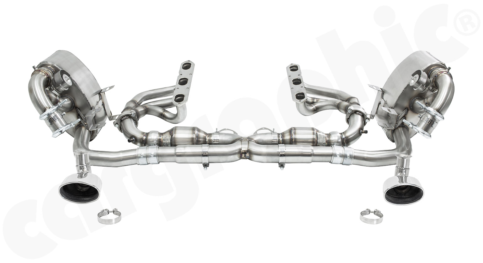 CARGRAPHIC Sport Abgasanlage mit 200 Zellen Kats und Klappen für Porsche 996 3,6l Carrera 2/4