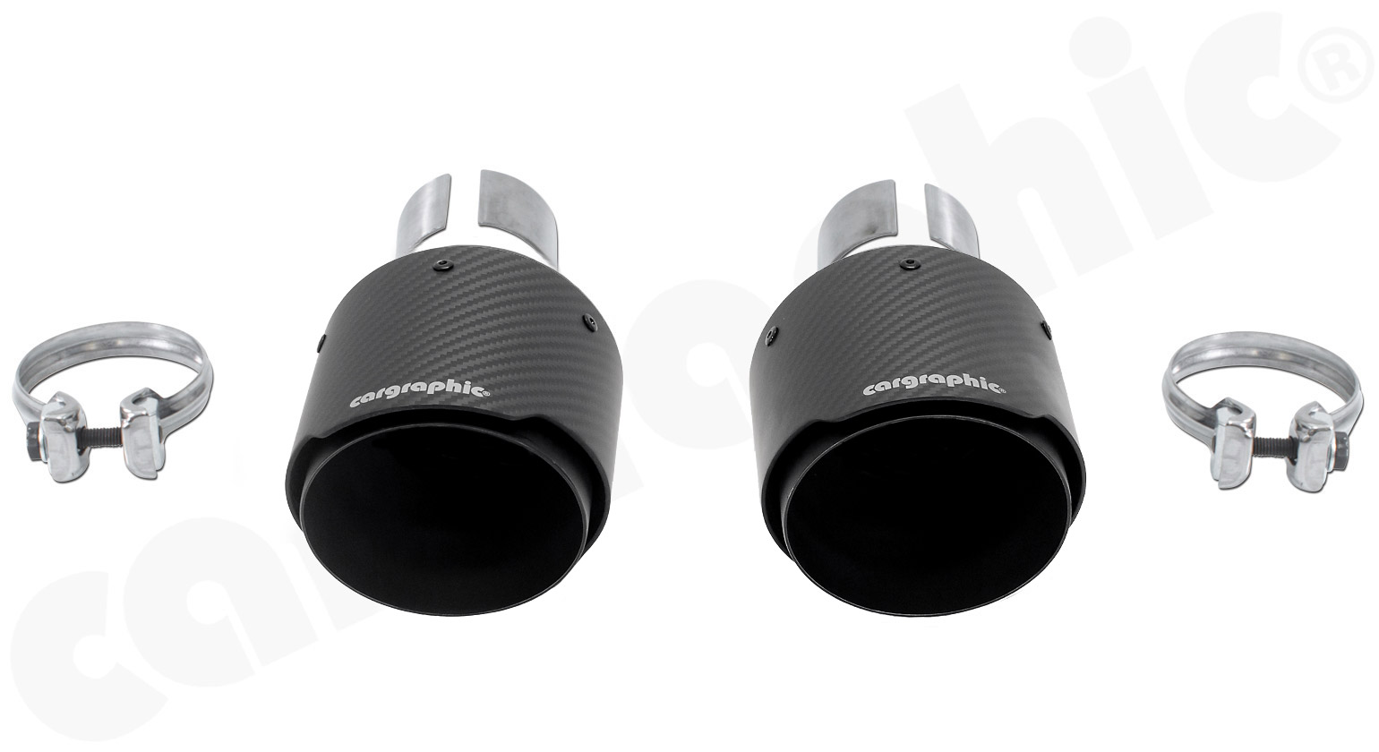 Cargraphic Endrohre Porsche 718 Boxster/Cayman 2x100mm Sicht-Carbon mit Logo OE-Adapter
