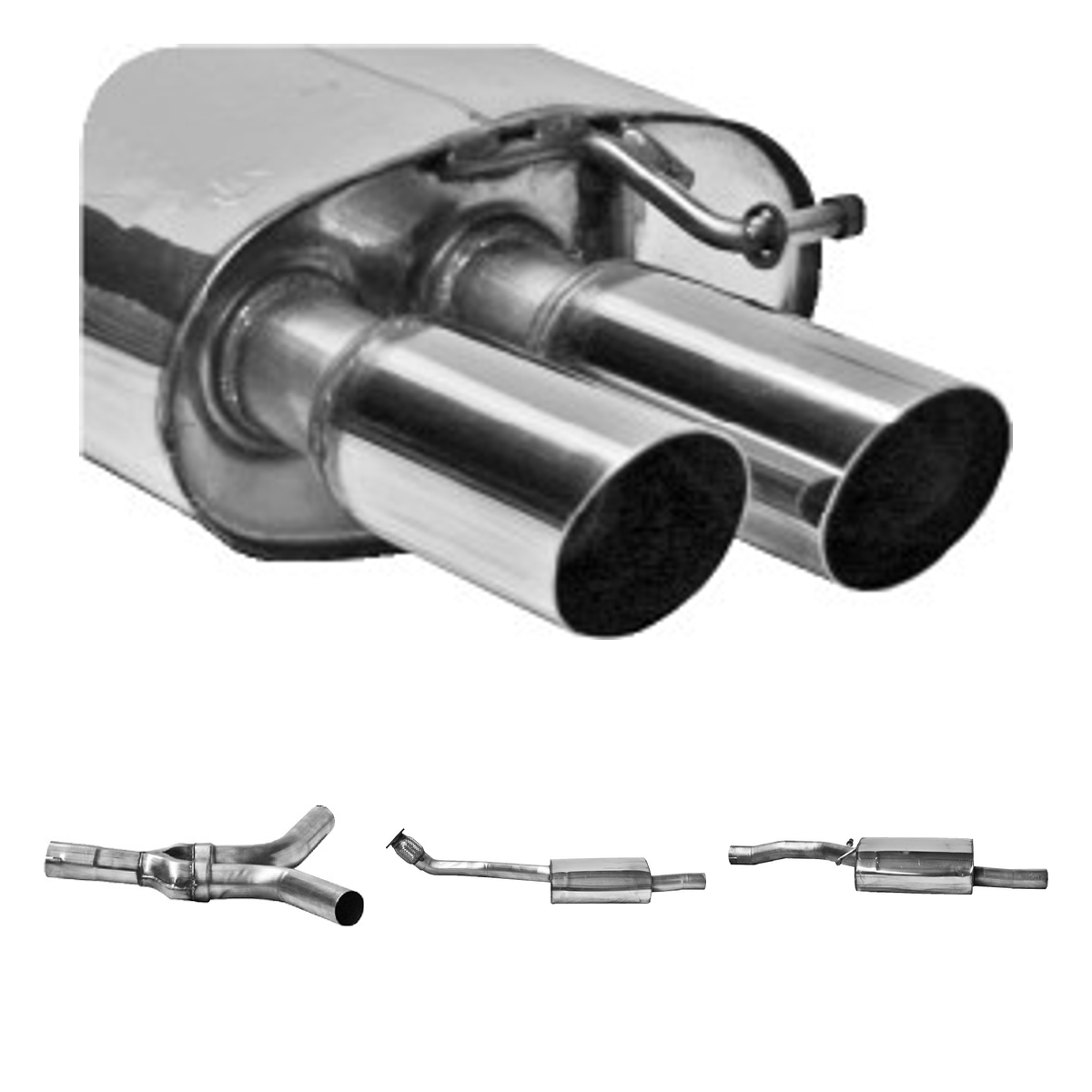 Bastuck Komplettanlage Quattro – Audi A4 B8 / A5 B8 A4/A5 B8 (ab B. 2008) 4 Zyl. Benziner Turbo 2 Endschalldämpfer LH+RH außer A5 B8 Sportback